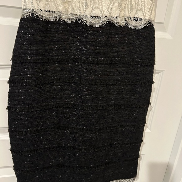 Kay Unger Sleeveless Tweed Dress Black Cream Size 8 - Picture 5 of 12